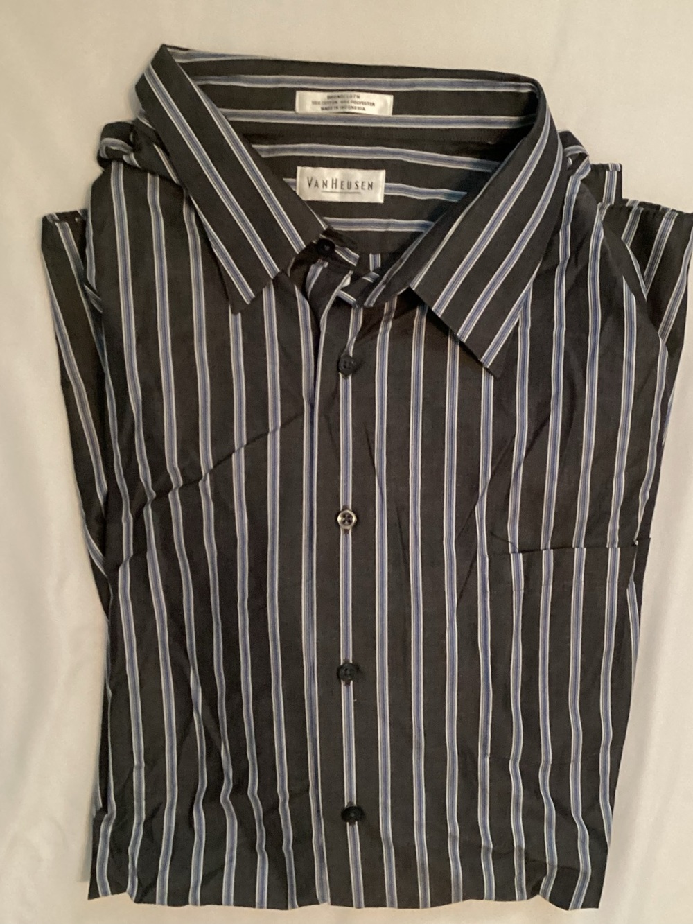 Van Heusen Men’s Gray Stripe Broadcloth Wrinkle Free Shirt Size 20